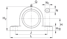 直立式軸承座單元 RASEY45-TV-VA, 塑料軸承座,內圈帶平頭螺釘的外球面球軸承,耐腐蝕設計,R密封 直立式軸承座單元 RASEY45-TV-VA, 塑料軸承座,內圈帶平頭螺釘的外球面球軸承,耐腐蝕設計,R密封