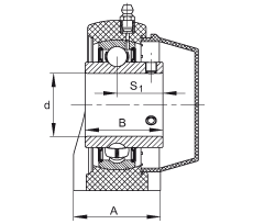 直立式軸承座單元 RASEY45-TV-VA, 塑料軸承座,內圈帶平頭螺釘的外球面球軸承,耐腐蝕設計,R密封 直立式軸承座單元 RASEY45-TV-VA, 塑料軸承座,內圈帶平頭螺釘的外球面球軸承,耐腐蝕設計,R密封