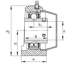 直立式軸承座單元 RSHEY45-TV-VA, 塑料軸承座,內圈帶平頭螺釘的外球面球軸承,耐腐蝕設計,R 型密封 直立式軸承座單元 RSHEY45-TV-VA, 塑料軸承座,內圈帶平頭螺釘的外球面球軸承,耐腐蝕設計,R 型密封