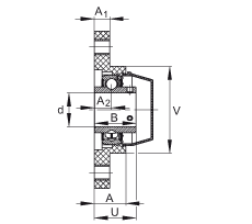軸承座單元 RCJTY25-TV-VA, 兩孔塑料軸承座,內圈帶平頭螺釘的外球面球軸承,耐腐蝕設計,R 型密封 軸承座單元 RCJTY25-TV-VA, 兩孔塑料軸承座,內圈帶平頭螺釘的外球面球軸承,耐腐蝕設計,R 型密封