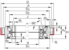 推力角接觸球軸承 ZKLDF325, 雙向，螺釘安裝，兩側(cè)帶密封蓋