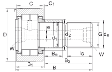 螺栓型滾輪 NUKRE62, 軸向引導,滿裝圓柱滾子,帶偏心擋圈,兩側迷宮密封 螺栓型滾輪 NUKRE62, 軸向引導,滿裝圓柱滾子,帶偏心擋圈,兩側迷宮密封