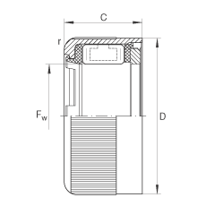 沖壓外圈滾柱離合器 HFL0806-KF-R, 滑動或滾動軸承布置，塑料彈簧，外圈滾花