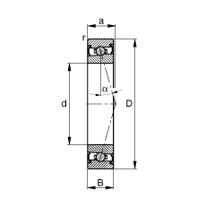 主軸軸承 HCS7010-C-T-P4S, 調節，成對安裝，接觸角 α = 15°，兩側唇密封，非接觸，限制公差