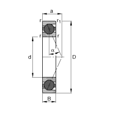 主軸軸承 HCB7032-E-T-P4S, 調節，成對或單元安裝，接觸角 α = 25°，陶瓷球，限制公差