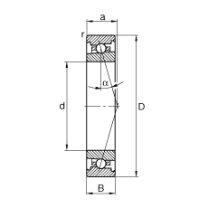 主軸軸承 HS7012-C-T-P4S, 調節，成對安裝，接觸角 α = 15°，限制公差