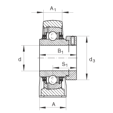 直立式軸承座單元 TASE45, 鑄鐵軸承座,帶偏心鎖圈的外球面球軸承,T 型密封 直立式軸承座單元 TASE45, 鑄鐵軸承座,帶偏心鎖圈的外球面球軸承,T 型密封