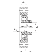軸承座單元 FLCTEY15, 帶兩個(gè)螺栓孔的法蘭的軸承座單元，鑄鐵， 內(nèi)圈帶平頭螺釘， P 型密封，無再潤滑結(jié)構(gòu)