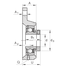 軸承座單元 PCFTR20, 帶三個螺栓孔的法蘭的軸承座單元,鑄鐵,偏心鎖圈,P型密封 軸承座單元 PCFTR20, 帶三個螺栓孔的法蘭的軸承座單元,鑄鐵,偏心鎖圈,P型密封