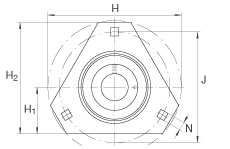 軸承座單元 RRTR30, 帶三個螺栓孔的法蘭的軸承座單元,沖壓鋼板,偏心鎖圈,R型密封 軸承座單元 RRTR30, 帶三個螺栓孔的法蘭的軸承座單元,沖壓鋼板,偏心鎖圈,R型密封