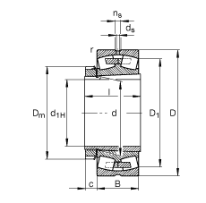 調心滾子軸承 23148-B-K-MB + H3148X, 根據 DIN 635-2 標準的主要尺寸, 帶錐孔和緊定套